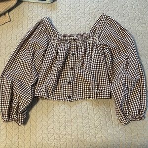 Madewell Puff Sleeve Button Front Crop Top